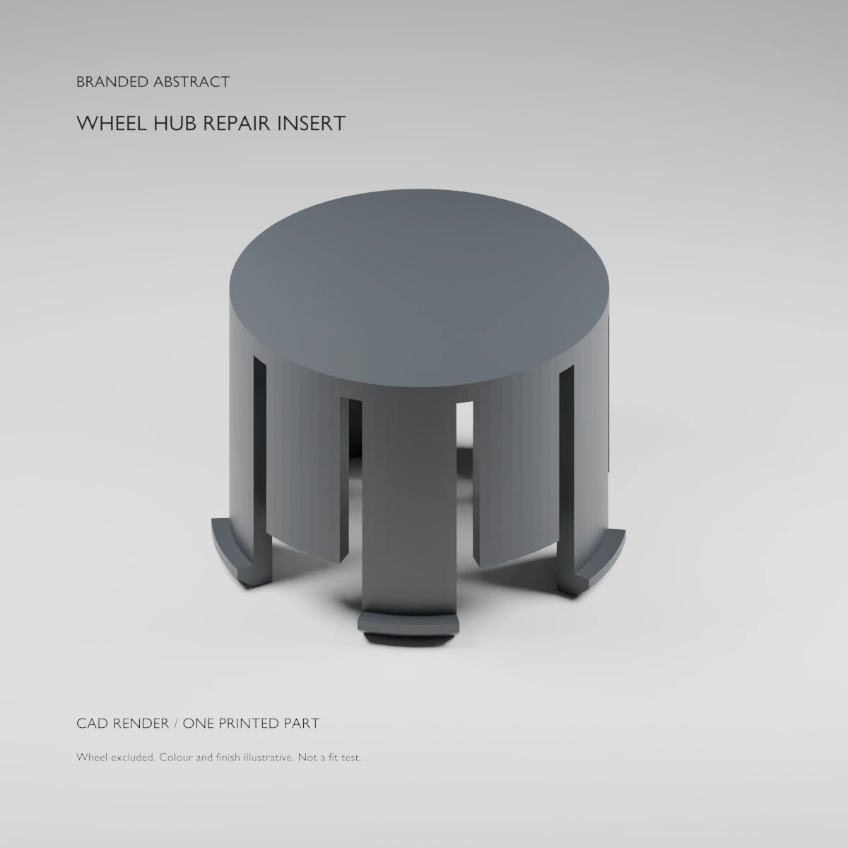 Original CAD illustration of the cup-shaped base of the same single wheel hub repair insert; wheel excluded